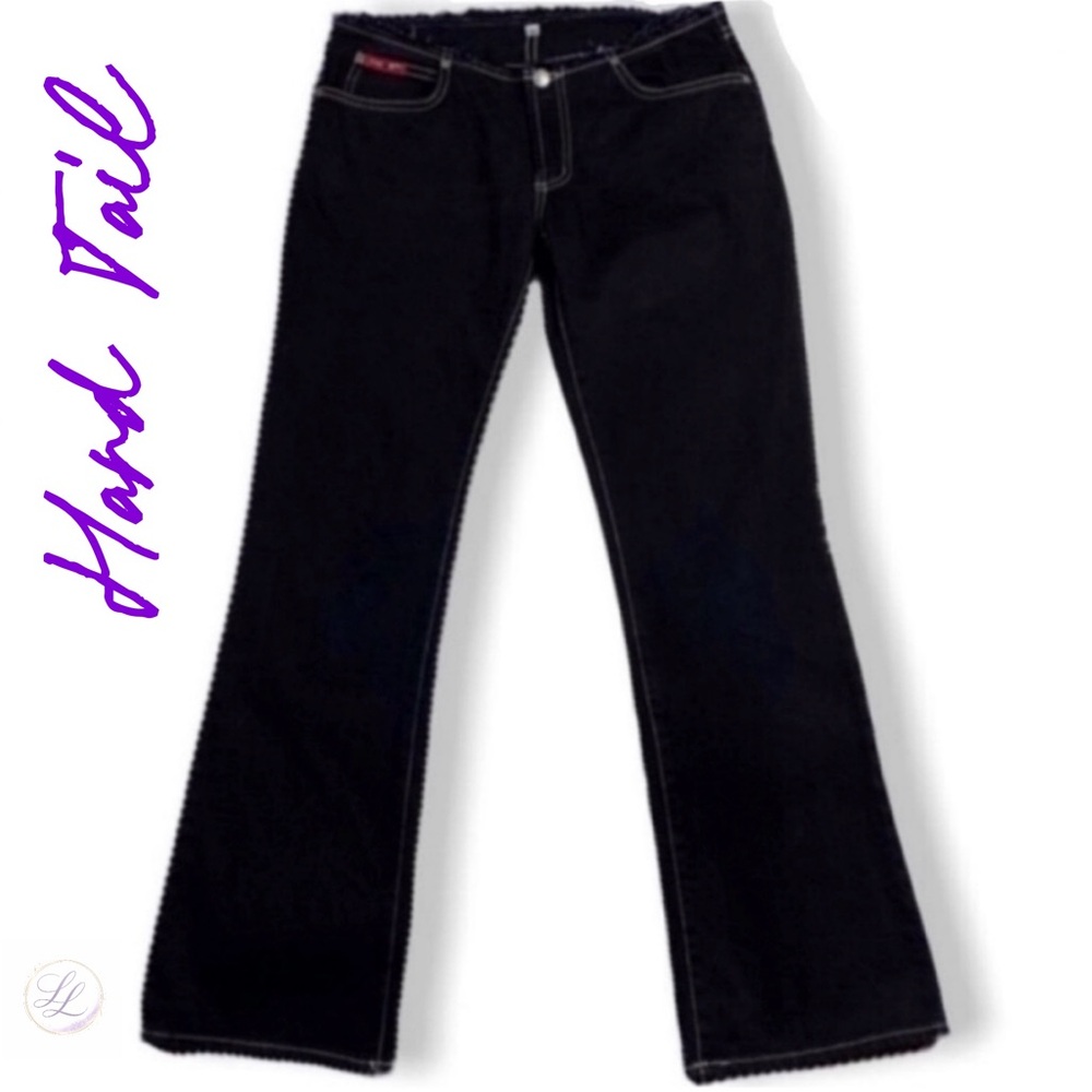 HARD TAIL Y2K Vintage Black Flare Wide Leg Jeans Size 30